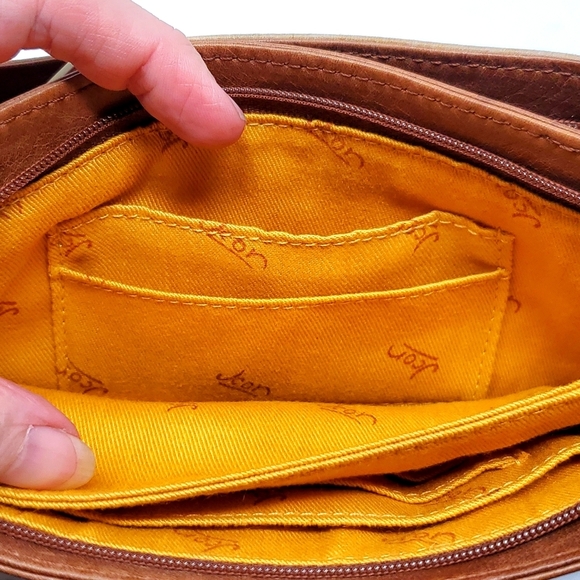 Jeon Los Angeles Genuine Leather Brown Clutch Sachel Handbag Palm Tree Purse - Picture 9 of 12